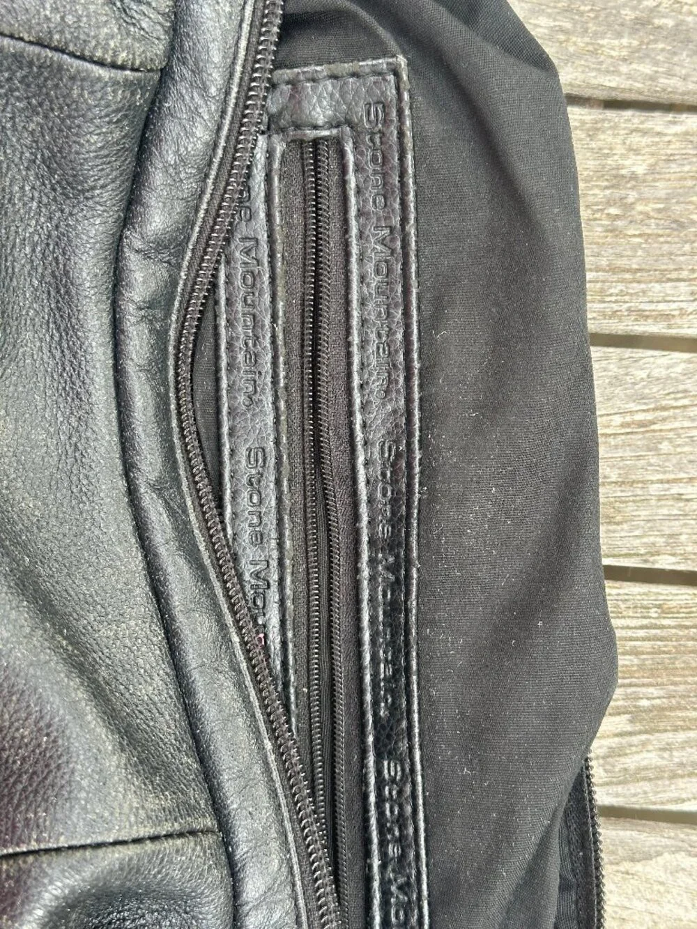 Black genuine leather hobo handbag, Stone Mountain brand